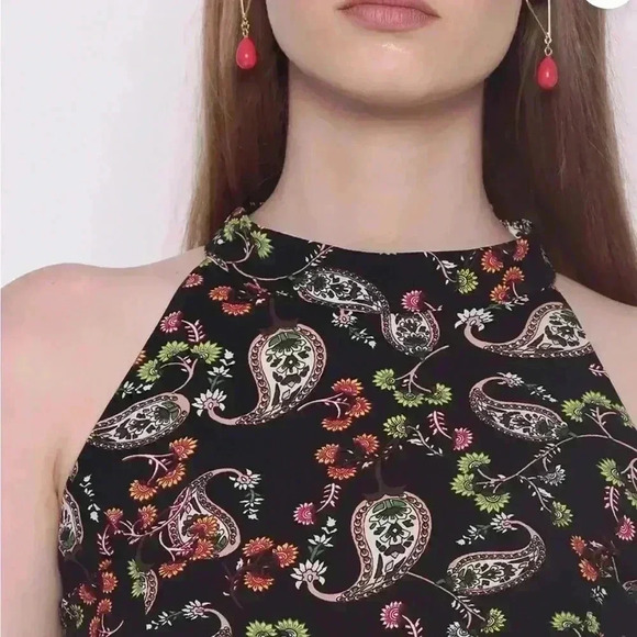 Black Floral Print Midi Dress Zink London Medium - Picture 2 of 4